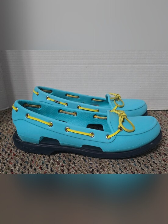 CROCS Shoes - Crocs Boat Shoes Sandals # 14261 Women's 11 Blue Yellow